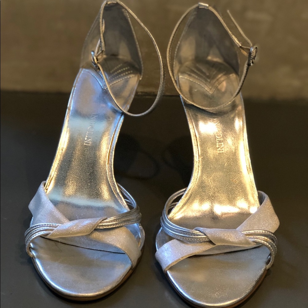Enzo Angiolini Silver Sandal Heels